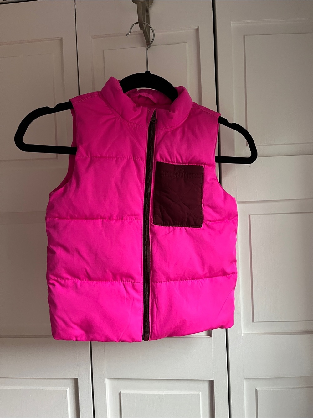 Cat & Jack Bright Pink Puffer Vest with Dark Pink Chest Pocket
